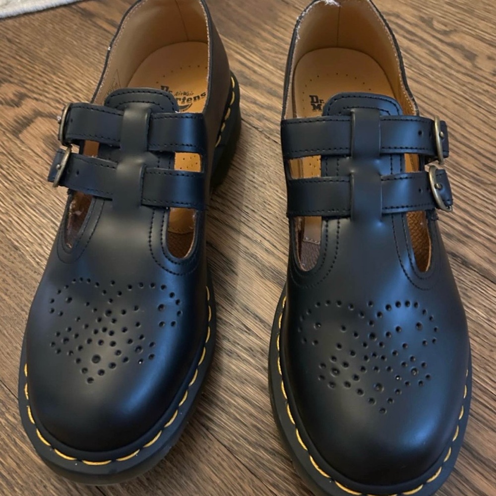 Dr. Martens Women Black Mary Jane Double-Strap Shoes - Picture 2 of 5